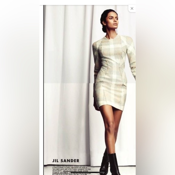 Jil Sander Cream Plaid Mini Dress - Picture 6 of 8
